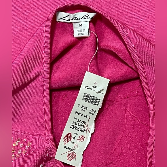 🔴 SOLD NWT! Lillie Rubin Hot Pink Halter Top - Picture 5 of 7